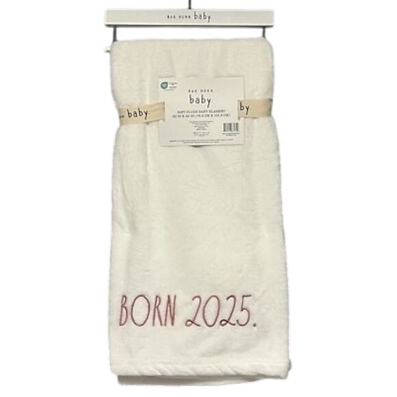 Rae Dunn Baby Blanket Born 2025 Soft Plush White 30x36 NWT - Picture 1 of 4